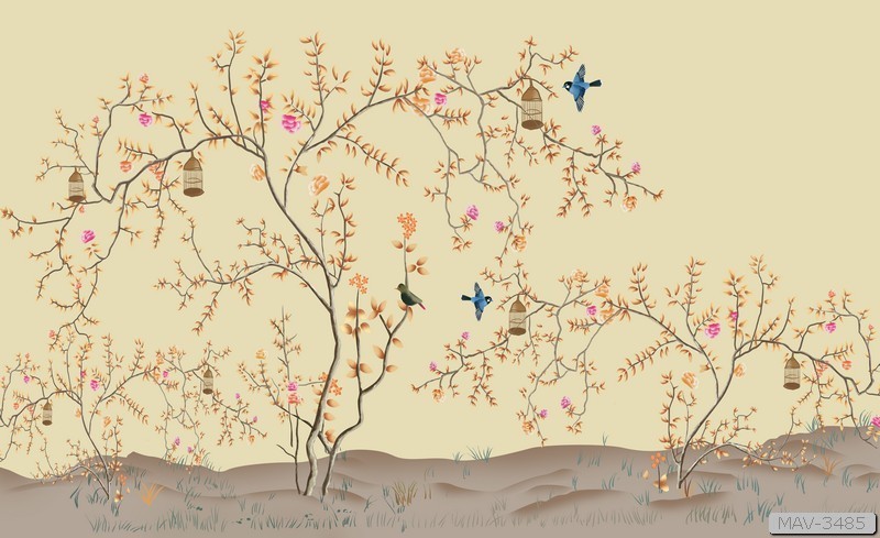 Cây hoa hồng leo và chim MAV-3485 